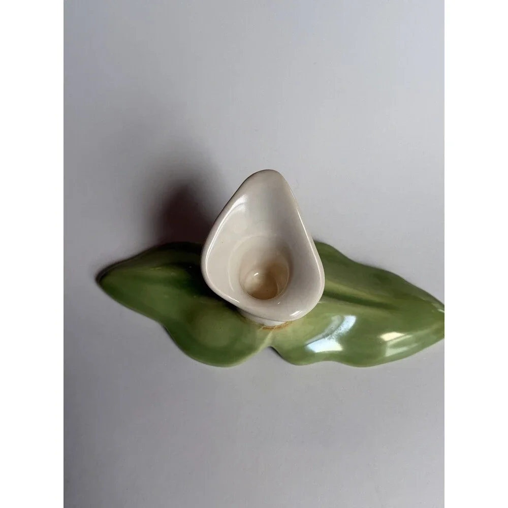 Vintage MCM Calla Lily Ceramic Candle Holders Pair Floral Muted Tones